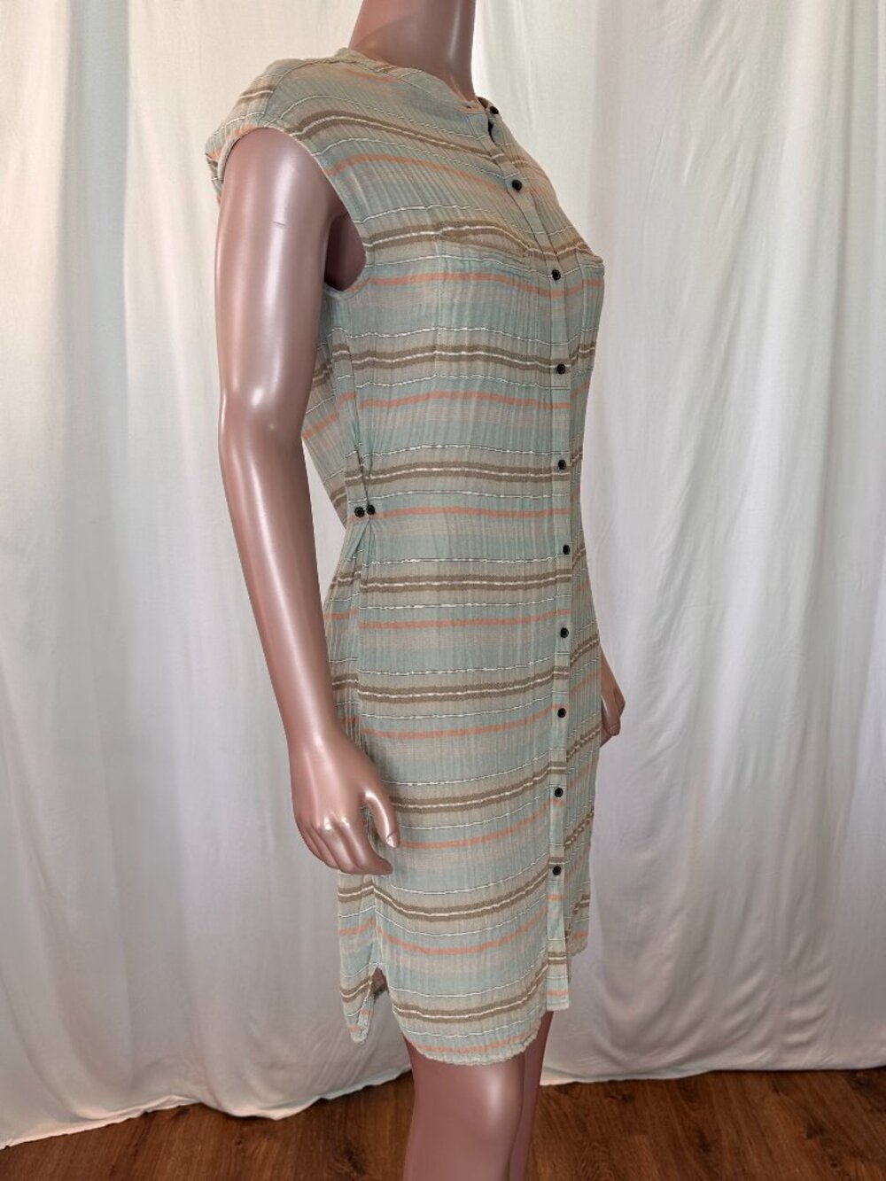 Prana Organic Cotton Shirt Dress | Small | Button Front Casual Coastal | A-1823 - Picture 7 of 15